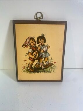 Vintage 1971 Stapco Hummel Print  Decoupage On Wood 9”x11.5”